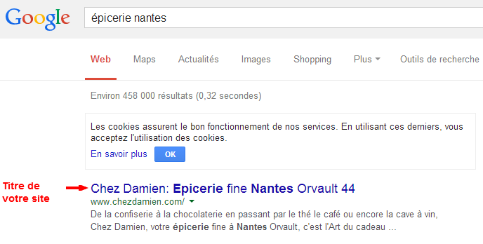 Titre de site dans les résultats de recherche Google