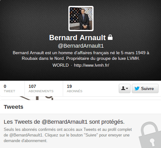 Compte Officiel de Bernard Arnault sur Twitter?
