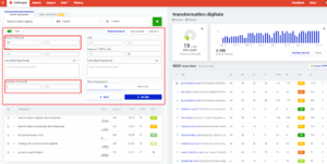 KWFinders filtrer les résultats de longue traine