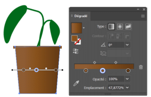Utiliser illustrator pour créer un dégradé de couleur avec l'outil dégradé sur l'illustration d'une plante