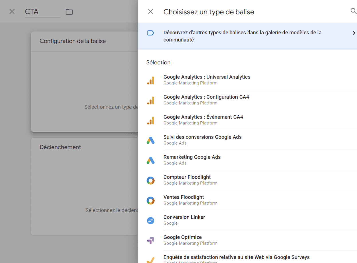 Comment choisir un type de balise google tag manager pour créer un événement google analytics