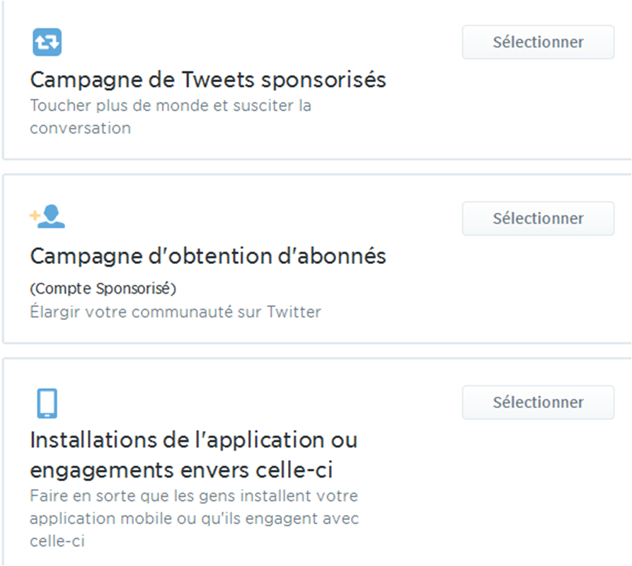 Les 3 types de campagnes de pub sur Twitter