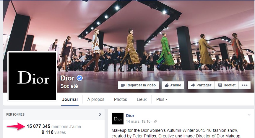 Dior sur Facebook