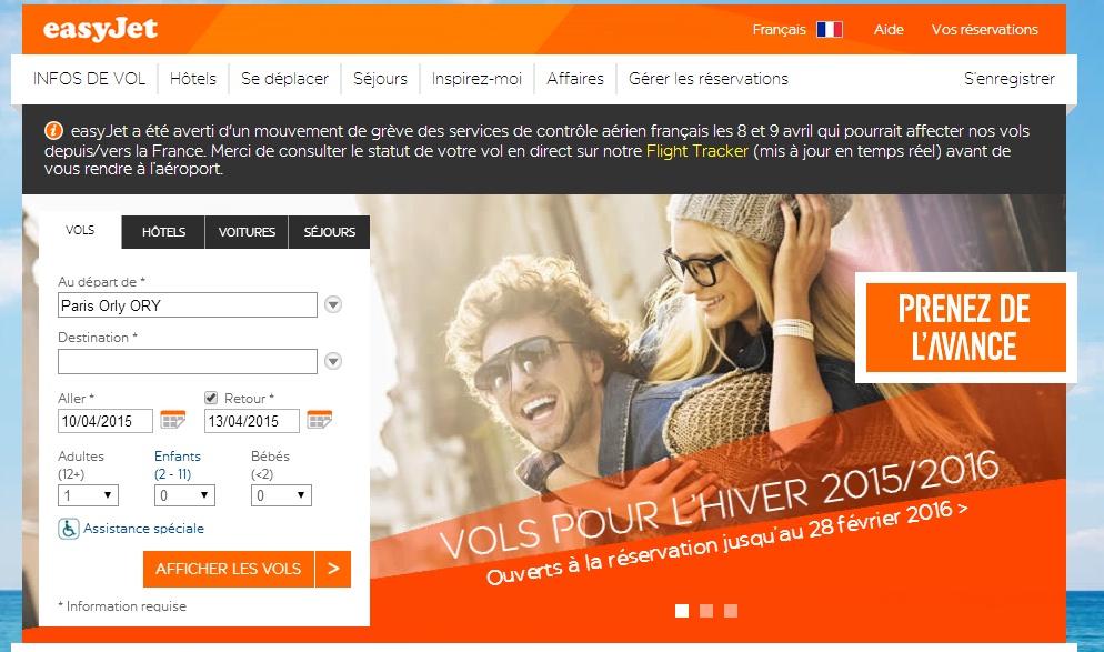 Easyjet home du site