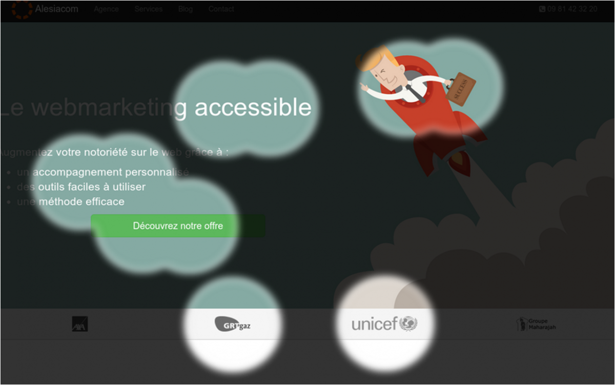Eye tracking de la home d'Alesiacom en 3 secondes