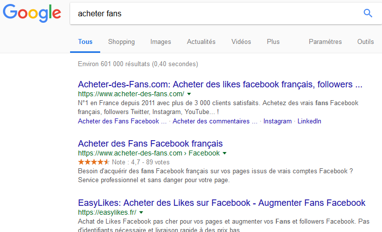 Acheter des fans sur Google