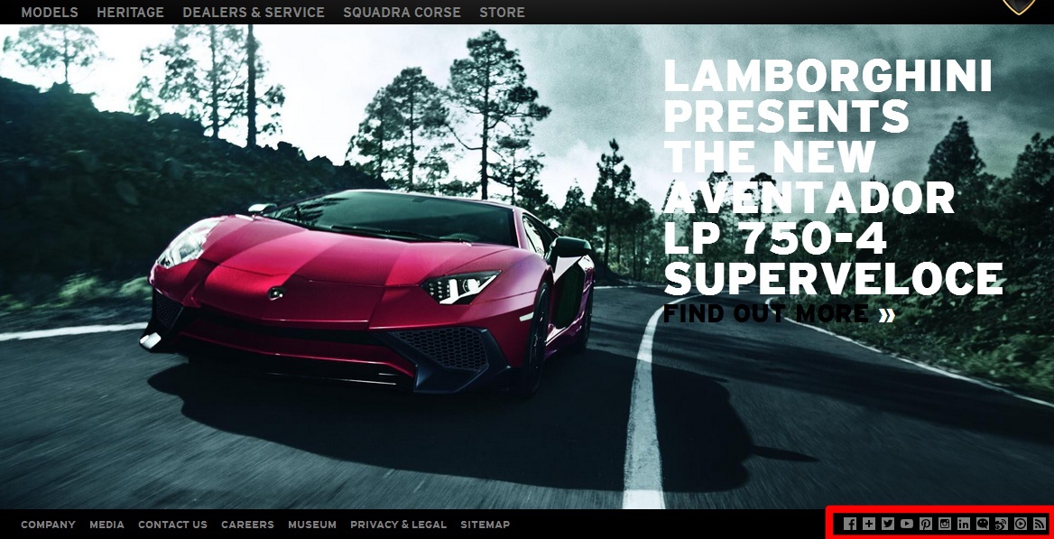 Lamborghini sur les réseaux sociaux