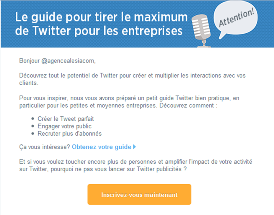 Le dernier mailing envoyé par Twitter