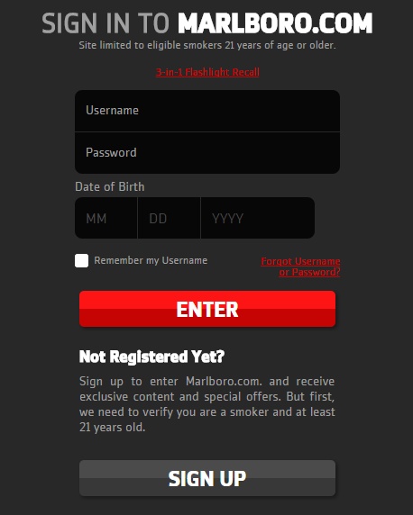 Marlboro site web interdit aux moins de 21 ans