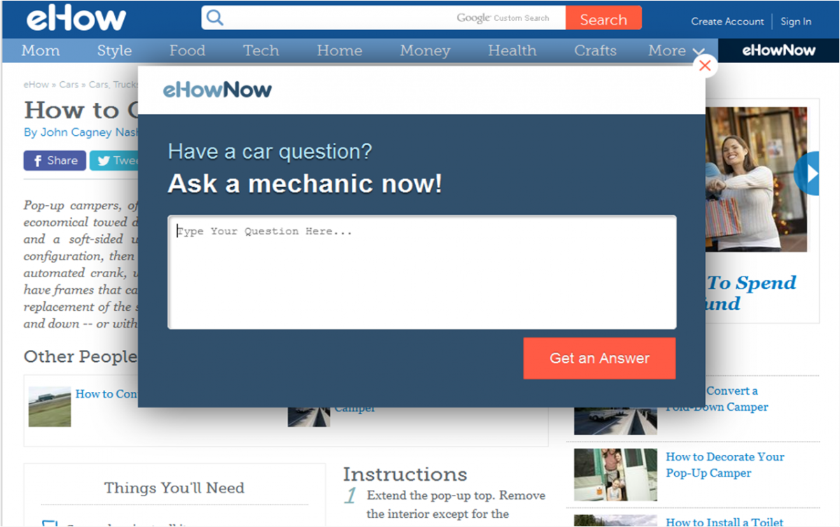 Pop up pour recueillir les questions des internautes - eHow