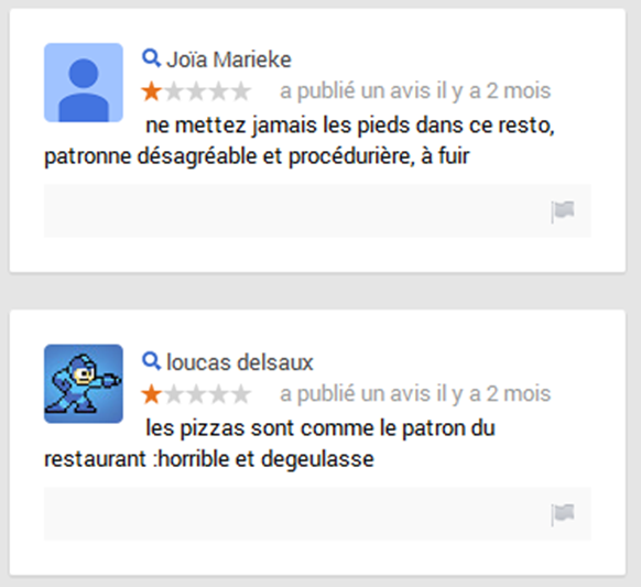 Exemples d'avis négatifs sur Google+