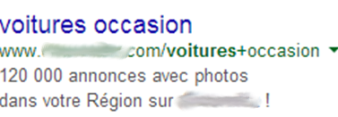 Exemple annonce Adwords sans CTA