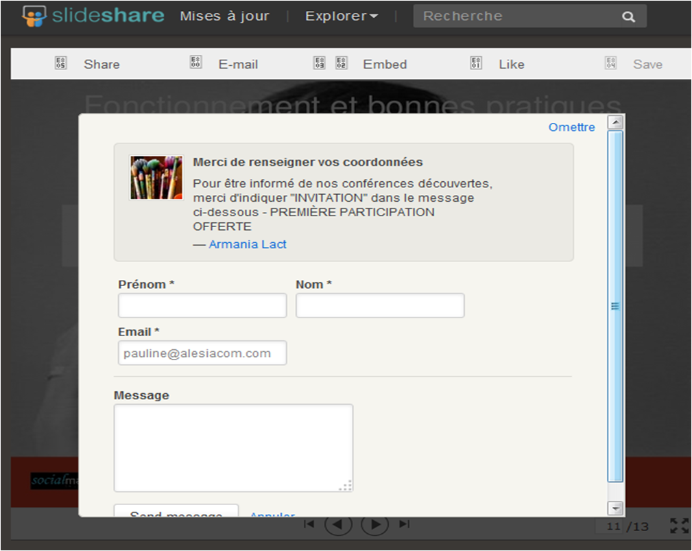 Un exemple de formulaire Slideshare