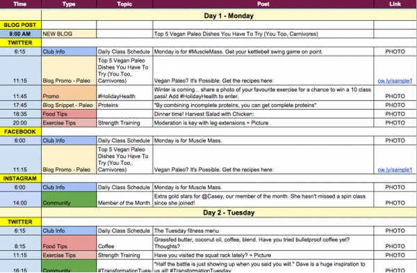 Planning éditorial social media