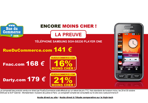 Rue du commerce publicité online low cost