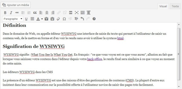 Editeur wysiwyg