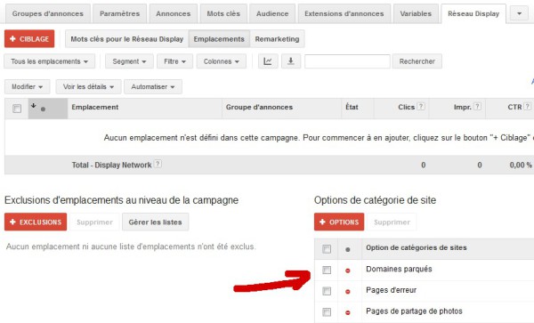 Campagne Adwords Display Sélectif