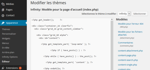 Exemple de template WordPress