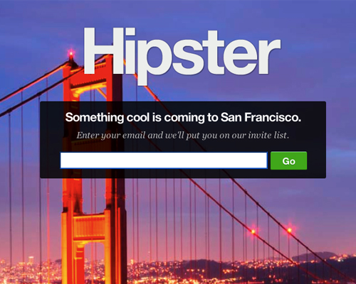 Launch page d'Hipster
