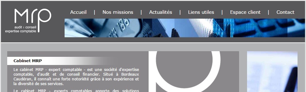 La home du cabinet d'expertise comptable MRP