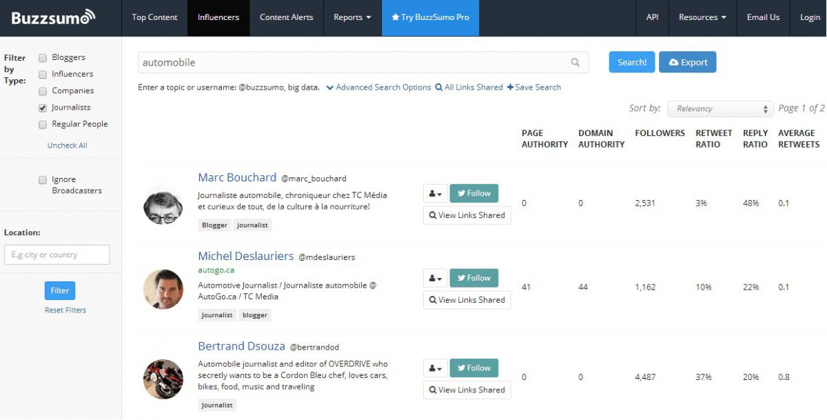 Screenshot Buzzsumo