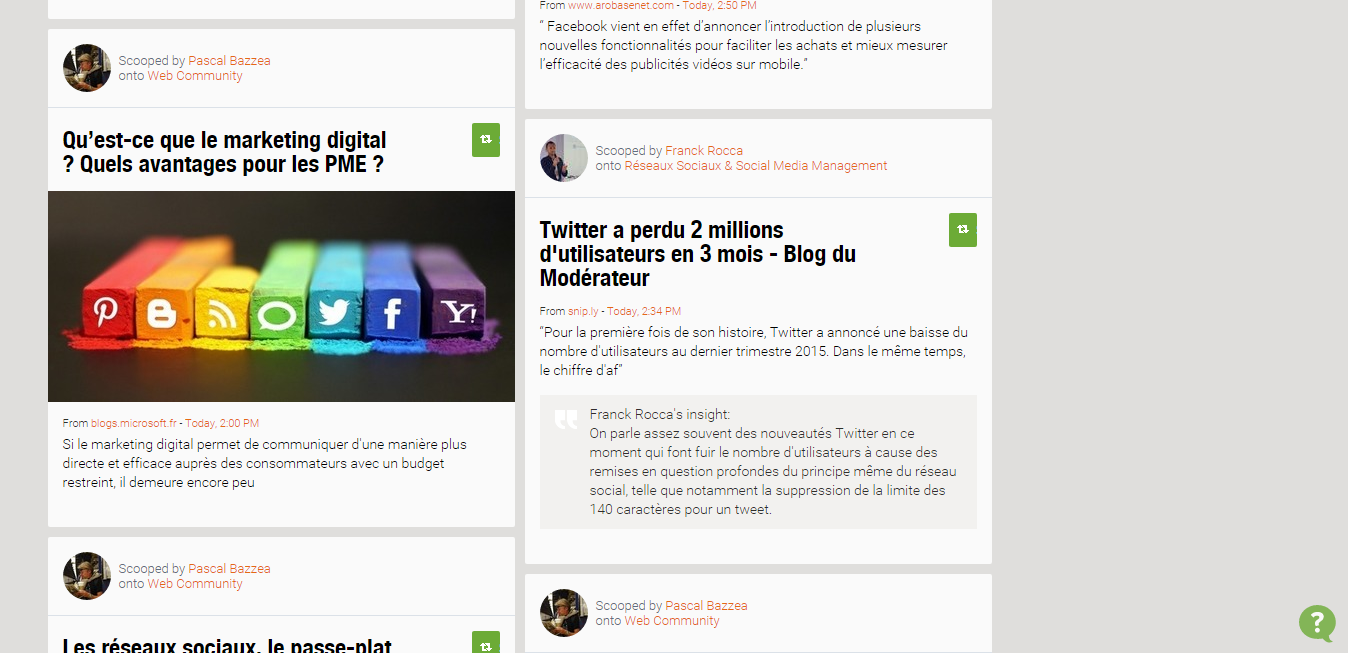 Scoop.it! contient un fort aspect social